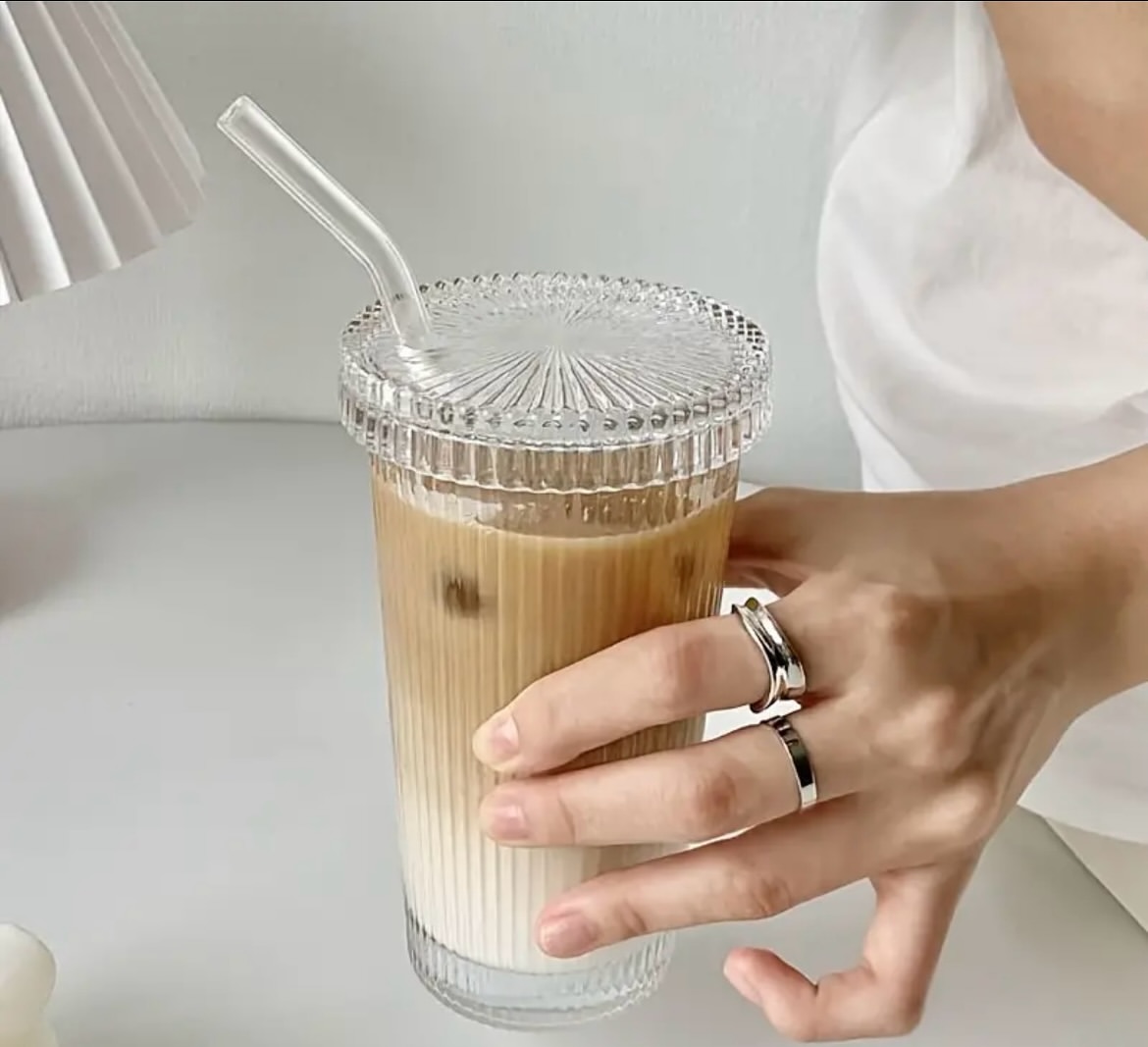 ماگ شیشه ای درب دار